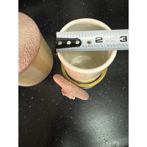 Shabby chic bathroom set cottage core pink cotton pad toothbrush holder girly - Picture 8 of 8